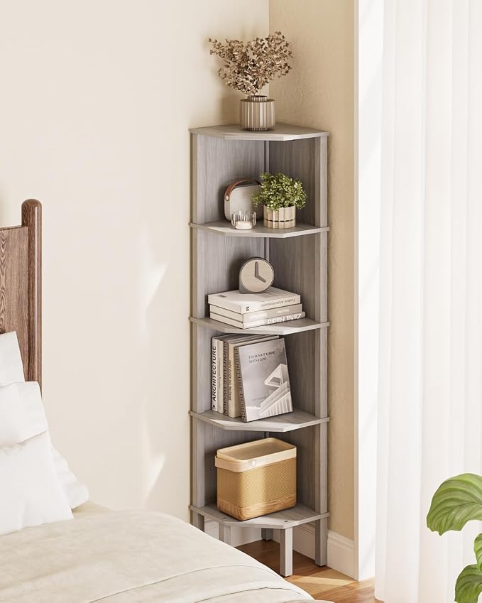 Corner Shelf, 5 Tier Corner Bookshelf, Display Corner Shelf Stand - Image 4
