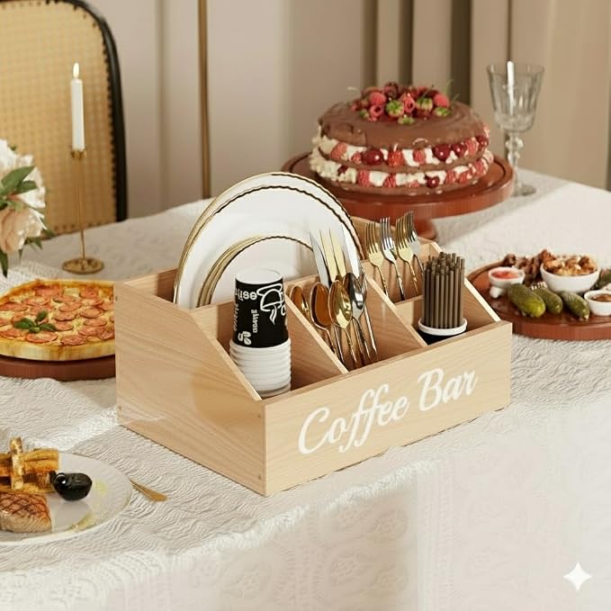 Coffee Station Organizer for Countertop – Wooden Coffee Bar Organizer - Image 5