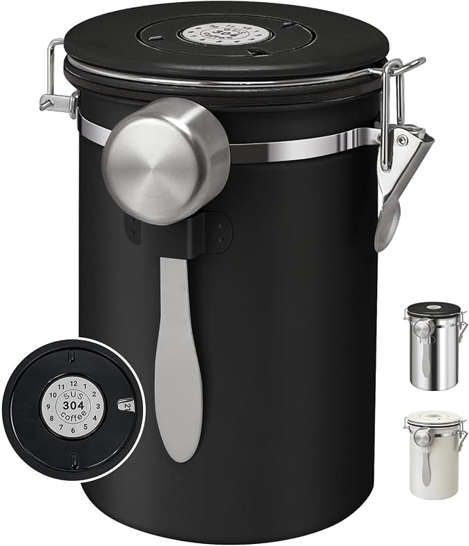 1.8L Airtight Vacuum Coffee Canister, Stainless Steel Storage Container by DTXIAQIAO