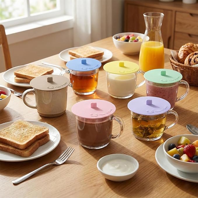 Silicone Cup Covers for Drinks, Cute Reusable Silicone Lids for Cups, Universal - Image 6
