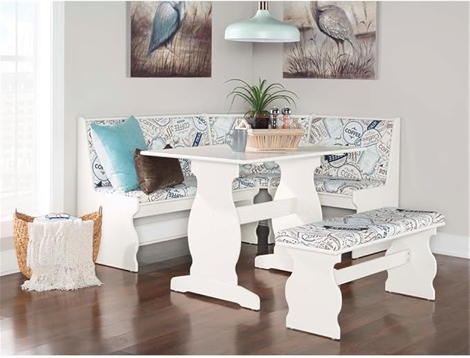 Pemberly Row 3-Piece Upholstered Corner Nook Dining Set, Space-Saving Design - Image 7