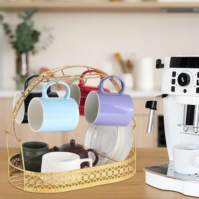 Mug Holder Coffee Cup Holder Stand Iron Coffee Cup Storage Basket Dishes - Image 5