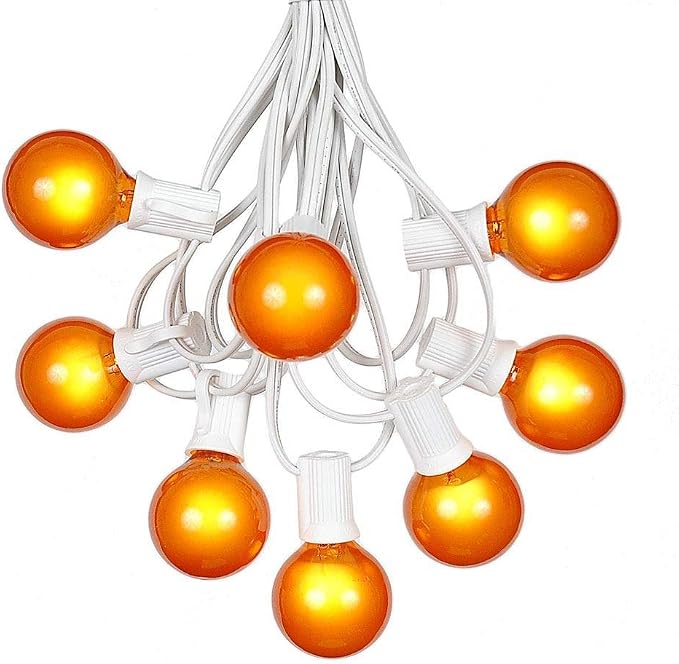 G40 Patio String Lights with 25 Orange Globe Bulbs by NoveltyLights-LightExperts