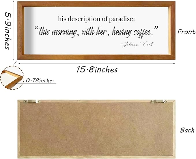 Coffee Bar Sign Rustic Wood Framed, Farmhouse Kitchen Wall Decor - Image 2