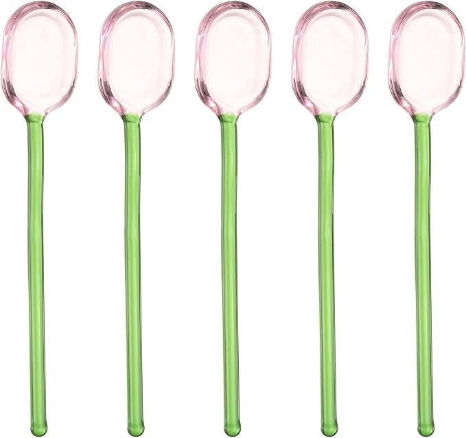 uxcell 5 Pcs Glass Coffee Spoons, 6.2 Inch Coffee Stirring Spoon, Long Handle by uxcell