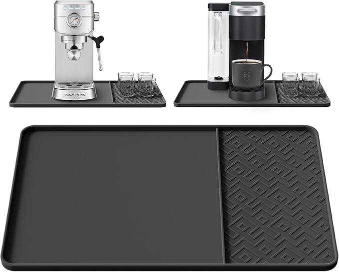 Silicone Coffee Mat with Raised Edges 19" x 12" – Waterproof Countertop Mat by EWX