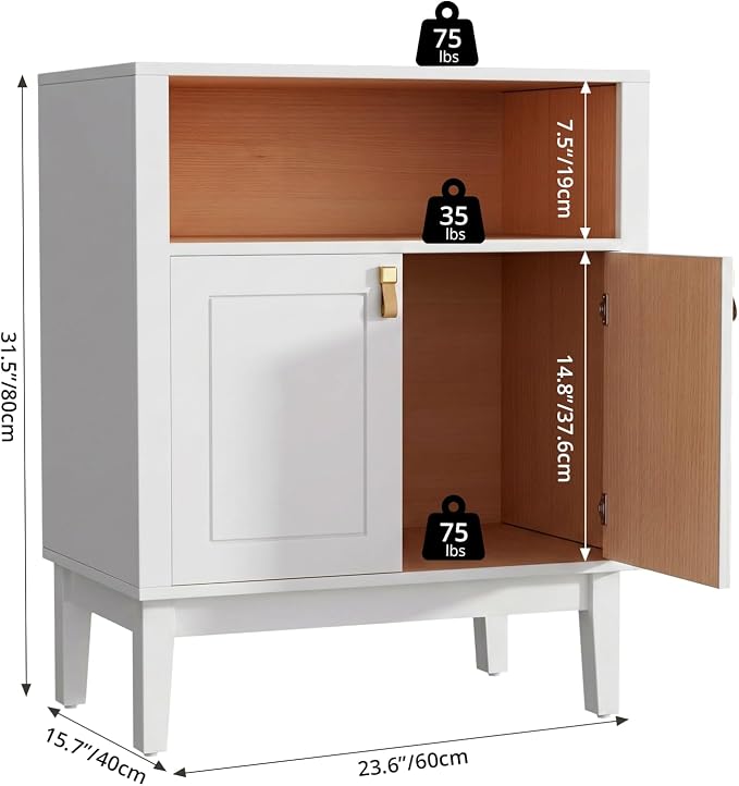 TUSY 32"H Sideboard Cabinet, Two-Tone Farmhouse Storage Unit - Image 2