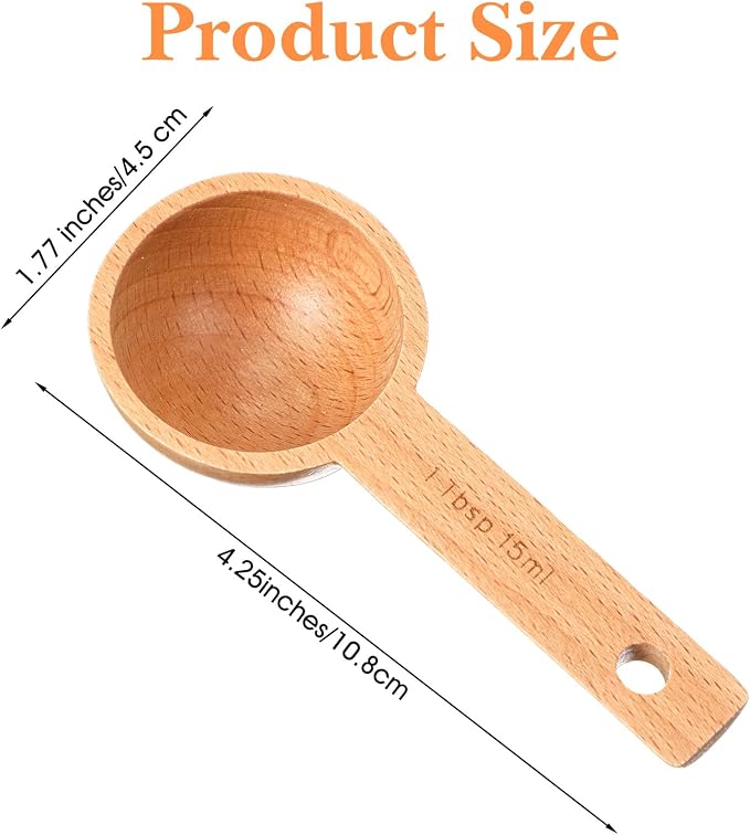 Wooden Coffee Scoop Set 4 Pack Beech Wood Tablespoon Measuring Spoons 15ml 1 - Image 2
