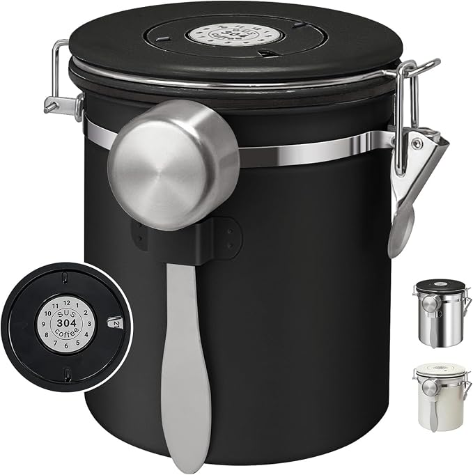 1.5L Airtight Vacuum Coffee Canister, Stainless Steel Storage Container by DTXIAQIAO