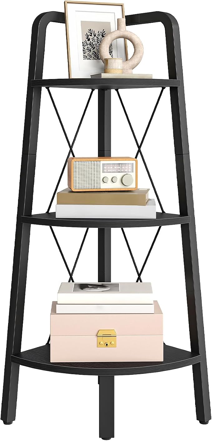HOOBRO Corner Shelf, 3-Tier Corner Shelf Stand, Industrial Corner Display Shelf by HOOBRO
