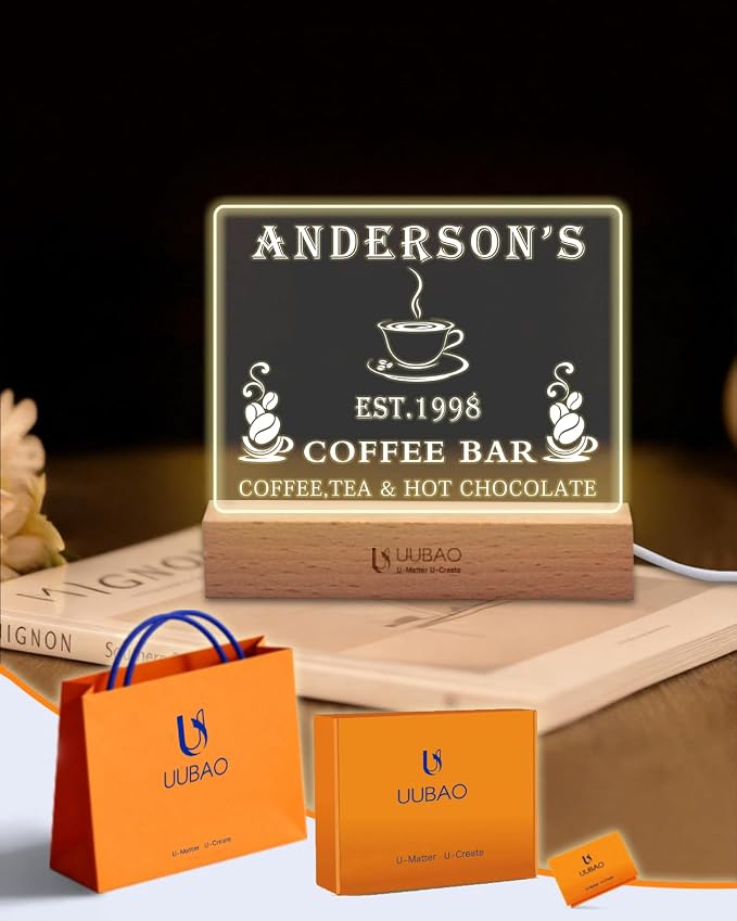 Personalized Bar Signs with Name Customized Home Coffee Bar Mini Bar Sign Gifts by UUBAO