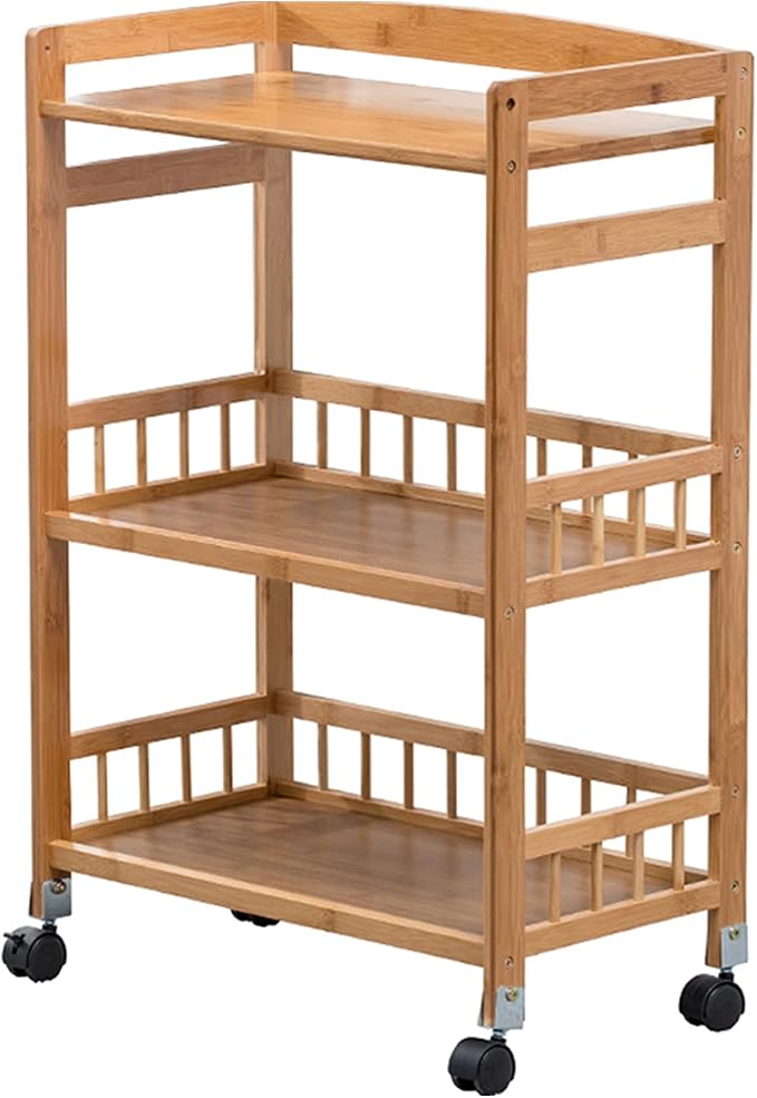 CNCEST Rolling Home Bar Serving Cart, 3 Tier Mobile Kitchen Serving Trolley by CNCEST