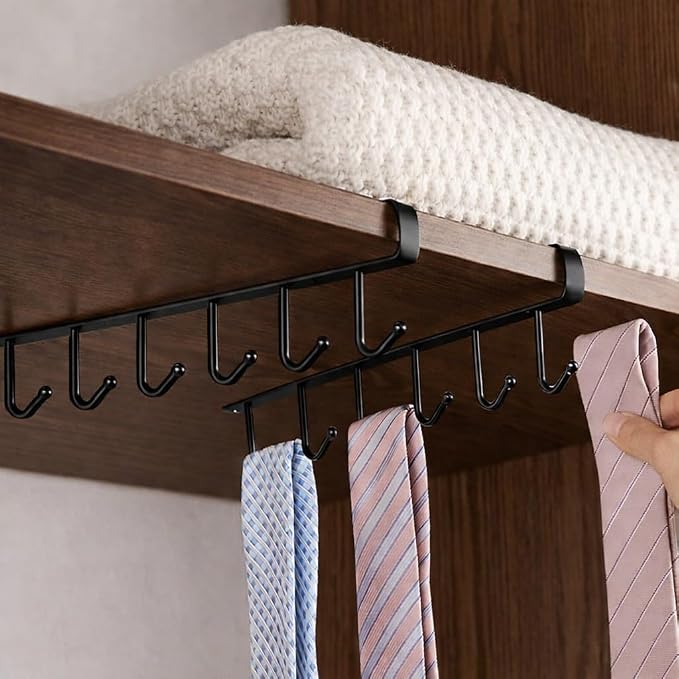 Under Cabinet Mug Holder 2 Pack, 6 Hooks Under Shelf Mug Organizer, Heavy Duty - Image 6