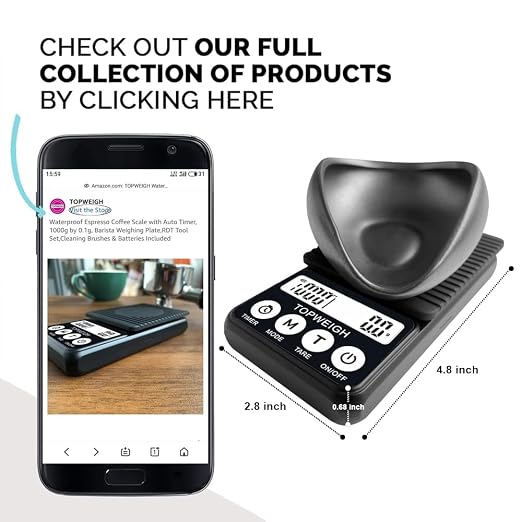 Waterproof Espresso Scale Kit, 1000g x 0.1g, Portafilter Weighing Plate - Image 5