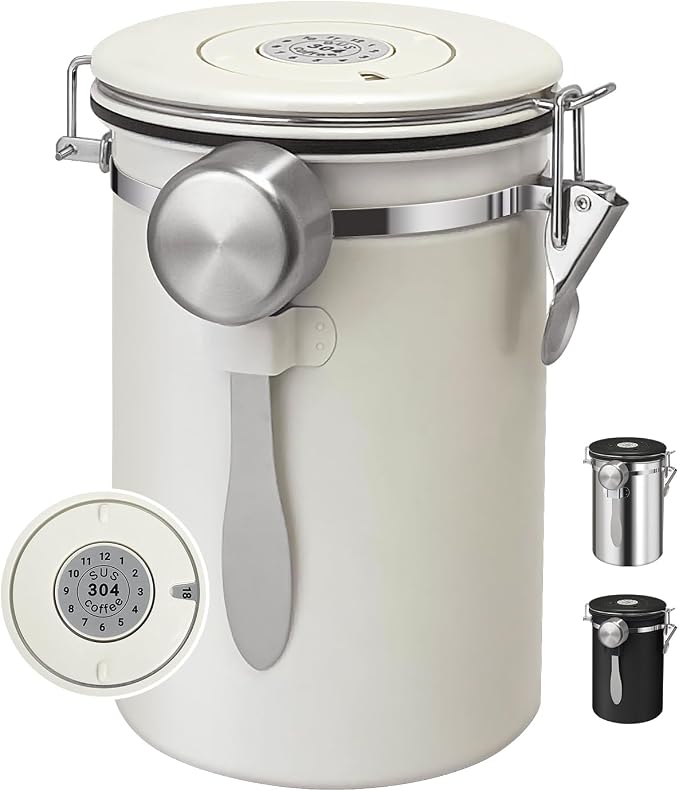 1.8L Airtight Vacuum Coffee Canister, Stainless Steel Storage Container by DTXIAQIAO