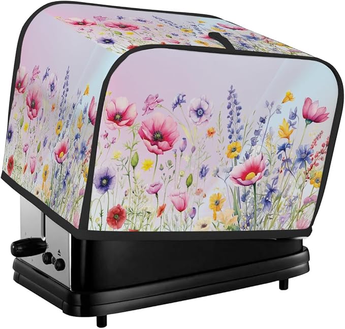 Flower Colorful Floral Toaster Cover 2 Slice Wide Slot Washable Appliance by cfpolar