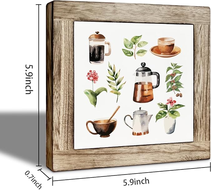 Funny Coffee Decor, Home Cafe Table Decorative Sign, Rustic Desk Art Home - Image 2