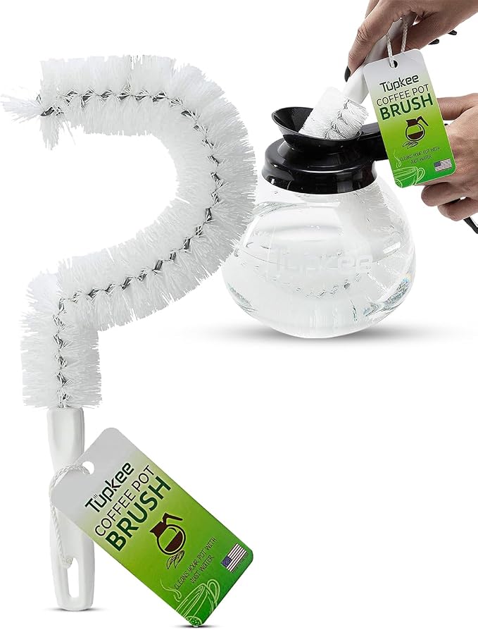 Coffee Pot Cleaning Brush – Non Scratching, Long Lasting Bristles, Curved by Tupkee
