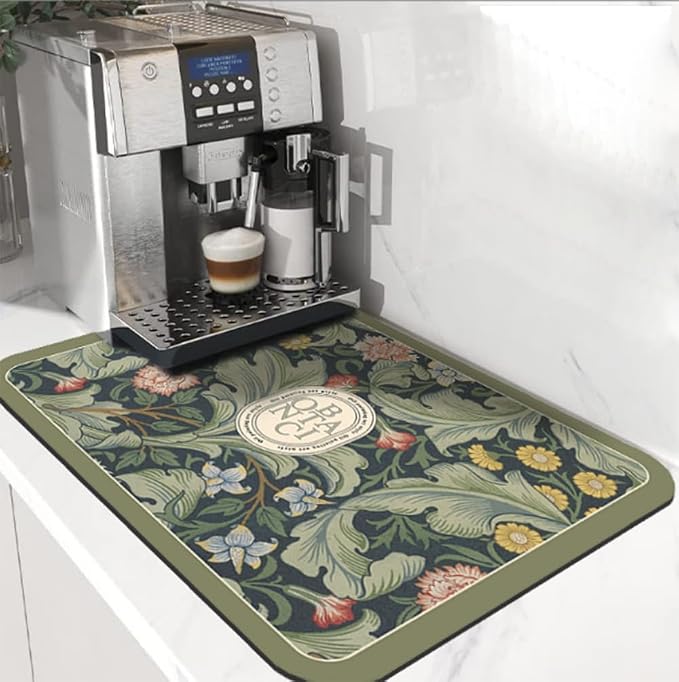 Cute Coffee Maker Mat for Countertops Bar Accessories, Colorful Dish Drying Pad - Image 3