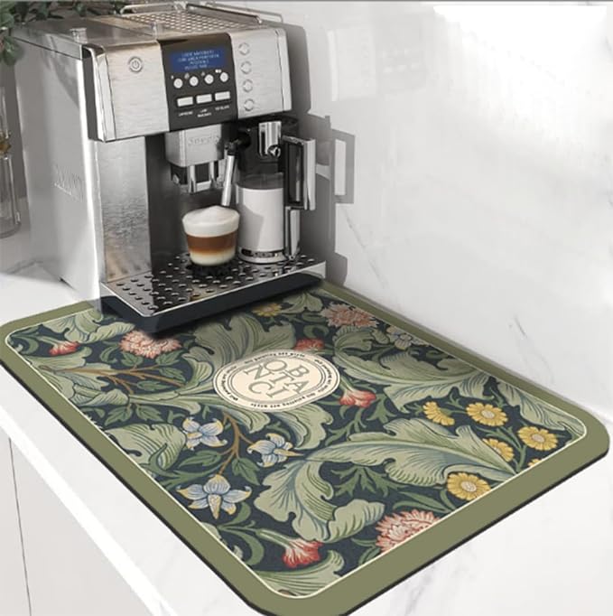 Cute Coffee Maker Mat for Countertops Bar Accessories, Colorful Dish Drying Pad by Cciphy