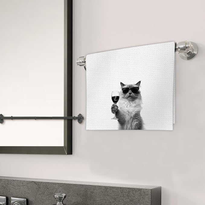 Ragdoll Cat Gifts Wine Kitchen Towels Set of 2, Funny Cats Beer Lover - Image 3