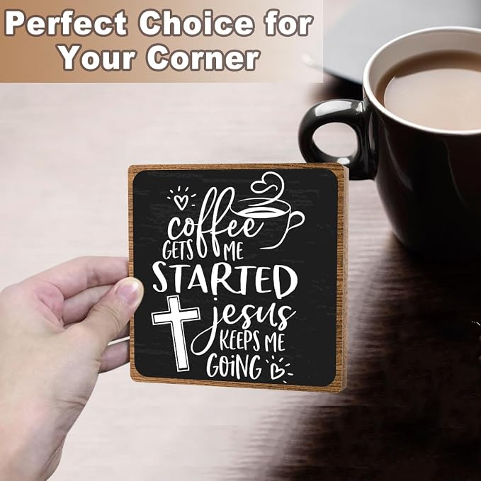 Coffee Lover Gifts for Women Men, Christian Coffee Decor, Bar Desk Sign - Image 5