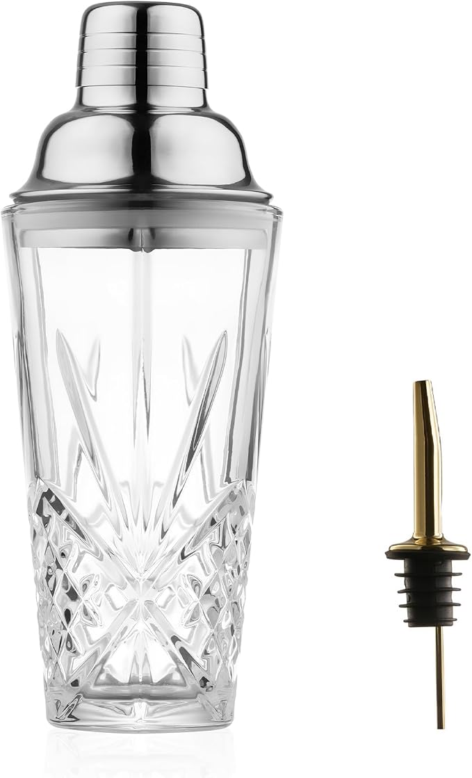 Glass Cocktail Shaker, 15oz Cutting Design - Image 8