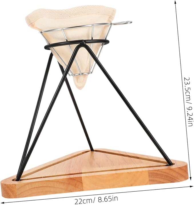1Set Coffee Drip Rack Set with Stainless Steel Funnel Reusable Filter Cloth - Image 2