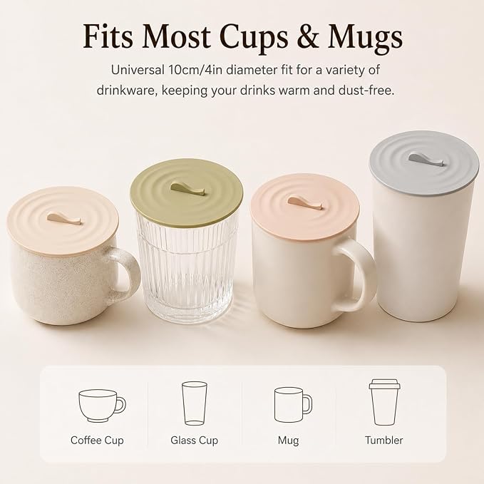 Silicone Cup Lids for Coffee Mugs, 4 Pack Reusable Silicone Mug Covers for Hot - Image 2