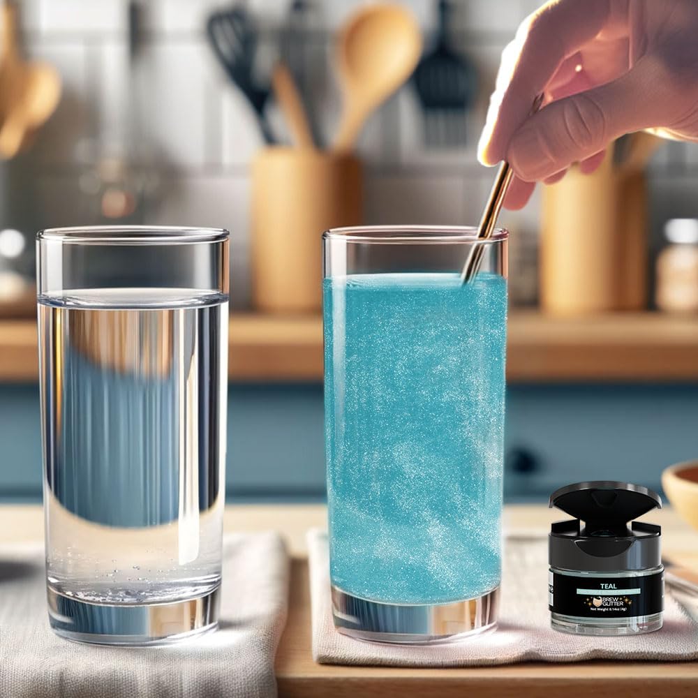Brew Glitter Teal Edible Drink Glitter 1x 4g Jar for Cocktails, Beer, & Beverages