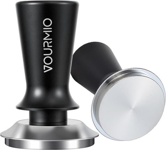 53mm Espresso Tamper - Calibrated Coffee Tamper with Spring Loaded 30lb Pressure, Tamper Tool Espresso with Flat Stainless Steel Base, Black