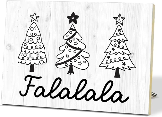 Falalala Merry Christmas Signs for Wall Decorations, Tree Wood Tabletop Decor by Unknown