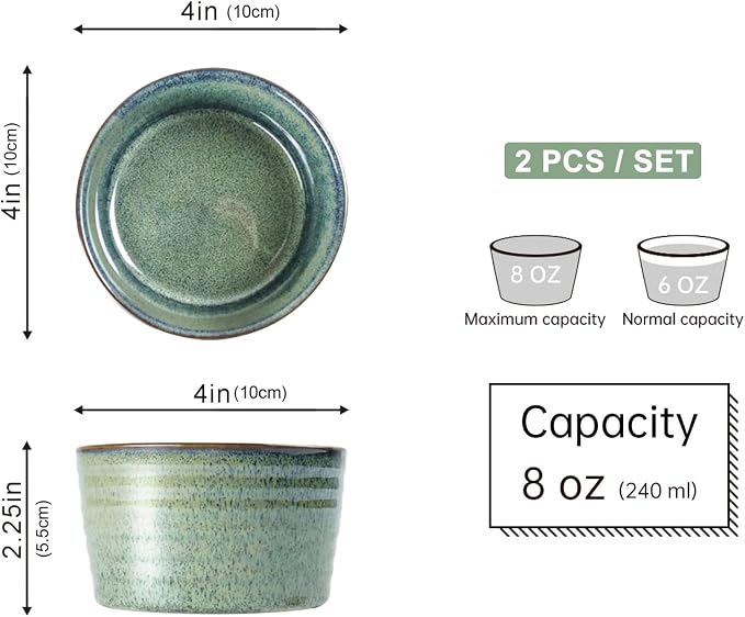 UNICASA Ramekin Set of 2, UNICASA 8 oz Creme Brulee Ramekins, Oven Safe Baking - Image 2