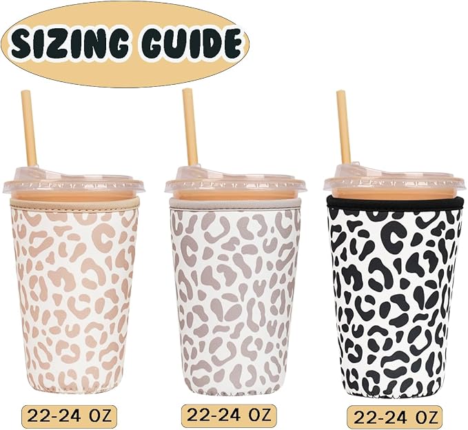 Haevola 3 Pieces Reusable Insulated Neoprene Iced Coffee Cup Sleeve, Durable - Image 5