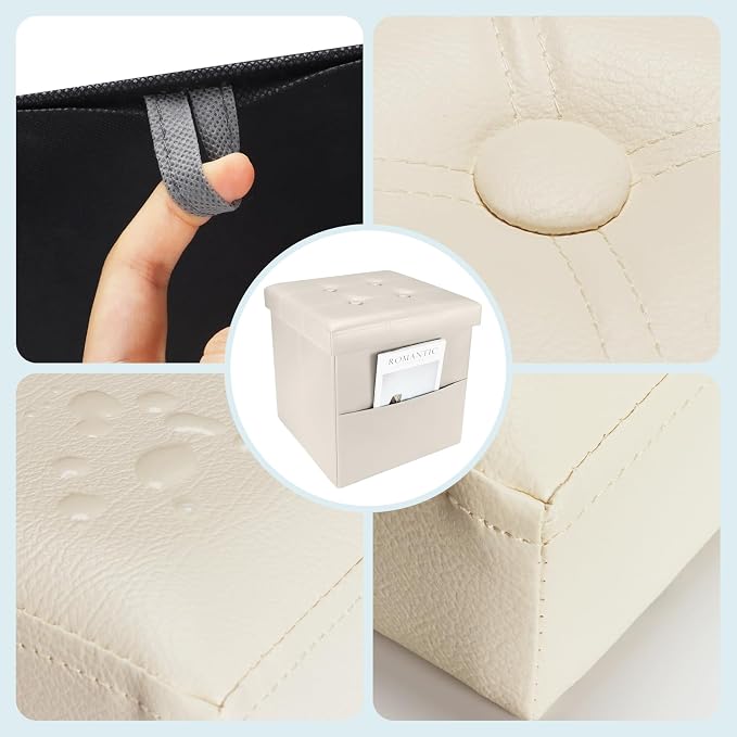 Bsketa Storage Ottoman Foot Rest Stool, Small Leather Storage Ottomans Bench - Image 6