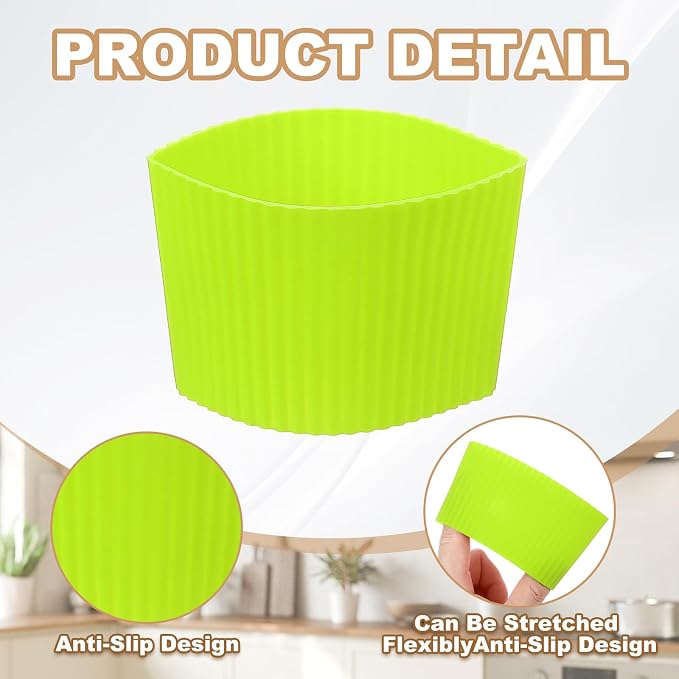 uxcell 6Pack Coffee Cup Sleeves, Reusable Silicone Heat Resistant Cup - Image 3