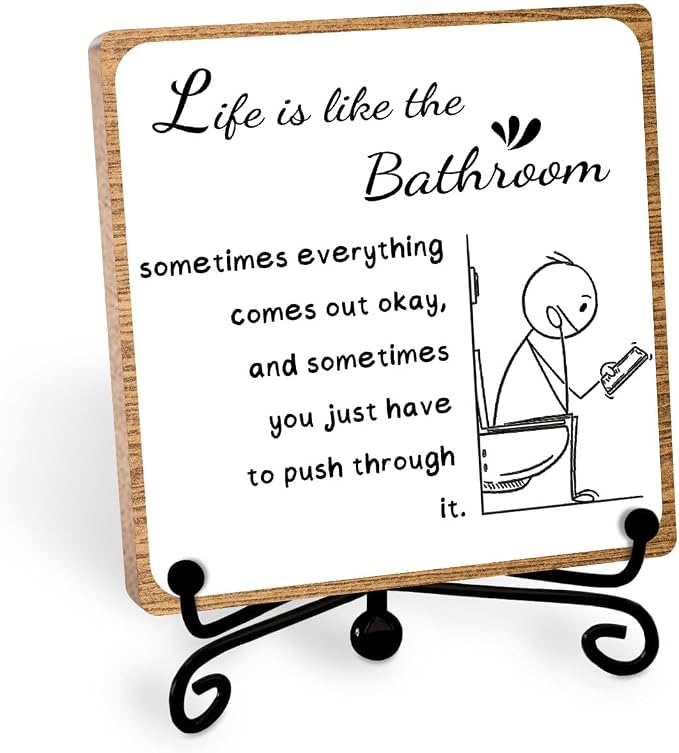 Funny Bathroom Decor, Bathroom Wooden Sign by Toerifer