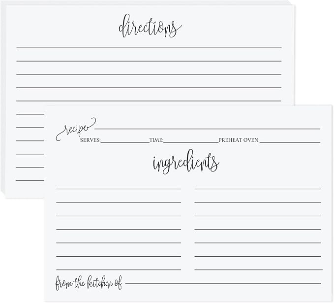 50 Pack 4x6 Recipe Cards Double Sided by Unknown