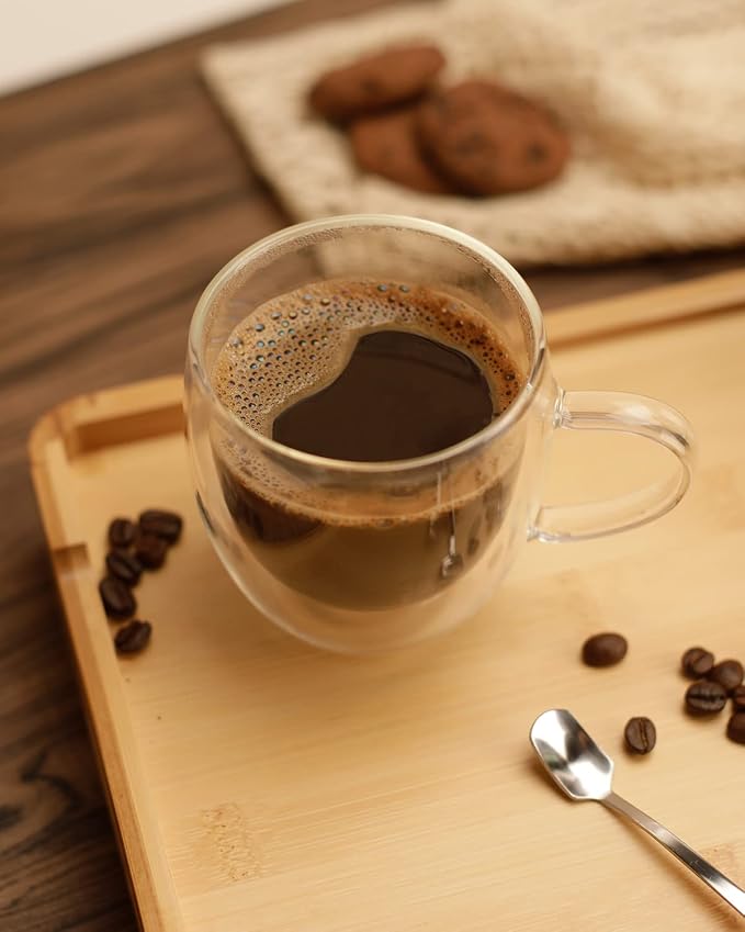 LIBWYS 2 Pack 250ml Double Walled Glass Coffee Mugs - Image 3
