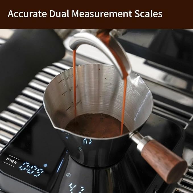 watchget Stainless Steel Espresso Cups, Double Spout & Dual Scale Measuring Cup - Image 4