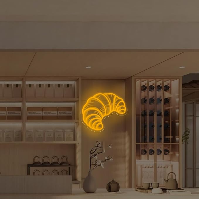 Croissants Neon Sign Bread Bakery Neon Lights Croissant Baking Light Up Sign - Image 2