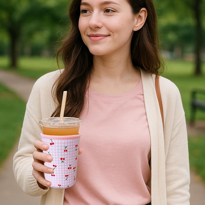 Reusable Insulated Neoprene Iced Coffee Cup Sleeve, Durable Drink Sleeve - Image 3