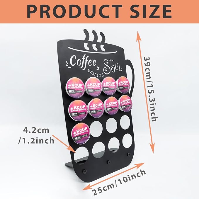 Metal K Cups Coffee Pod Holder, 19 Pods Holder Display, Coffee Bar Organizer - Image 4