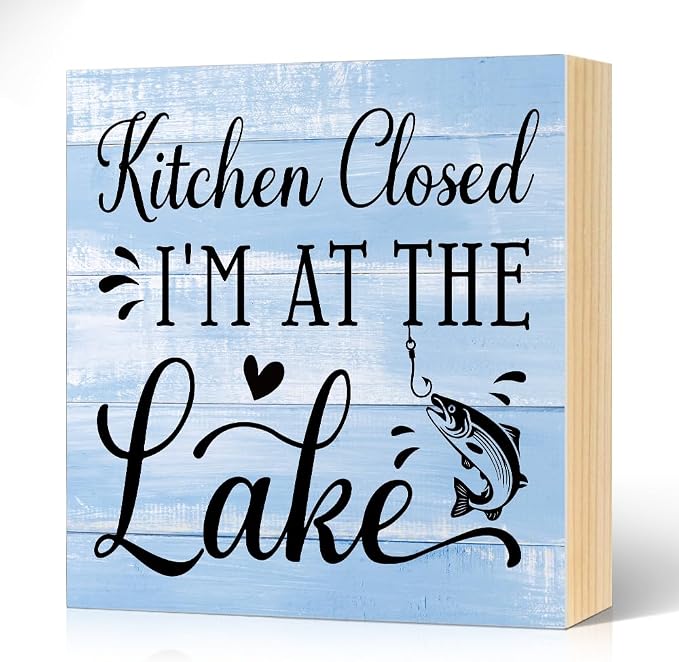 Kitchen Closed I'm At The Beach Box Sign Rustic Wood Block Plaque Box Sign by Unknown
