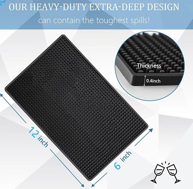 Bar Mat 12" x 6" Rubber Bar Service Spill Mat - Image 2