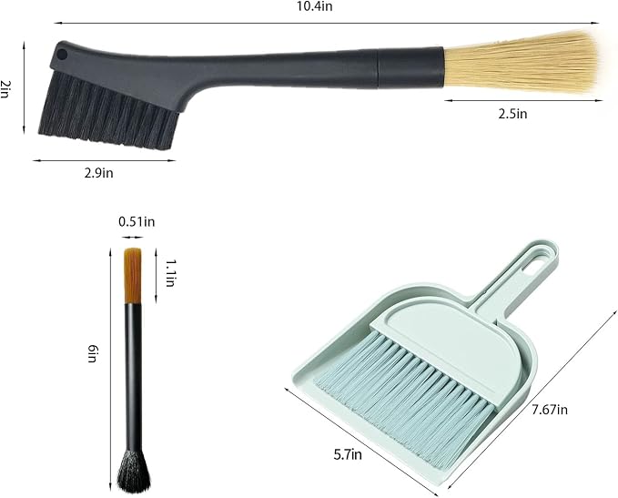 PMQEWZL Espresso Machine Cleaning Brush + Mini Dustpan Broom Set | Dual-Head - Image 2