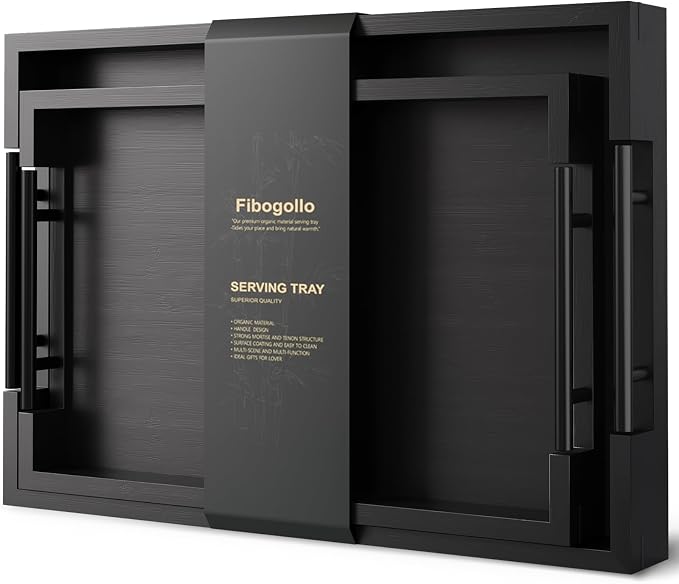 Fibogollo Bamboo Set of 2 Serving Tray by Fibogollo
