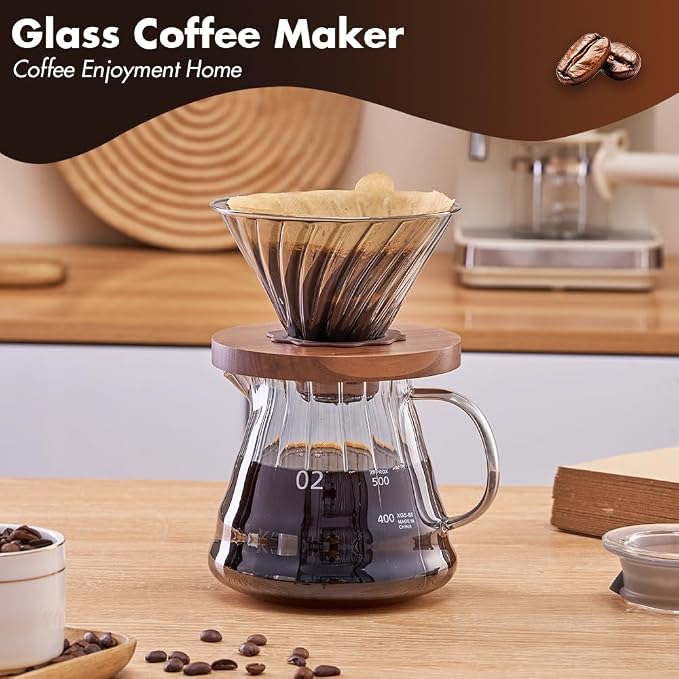 Glass Pour Over Coffee Maker, Glass Pour Over Drip Coffee Maker Set - Image 5