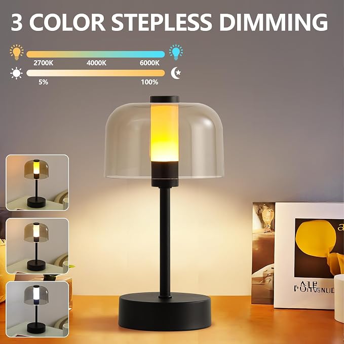 AIHYING 2-Pack Black Night Light, Cordless Small Touch 4000mAh Dimmable Battery - Image 3
