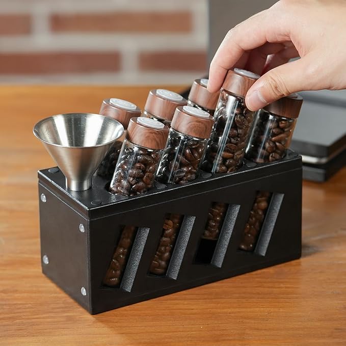 CAFEMASY Espresso Coffee Beans Storage Container Pack 8pcs Glass Vials Single - Image 4